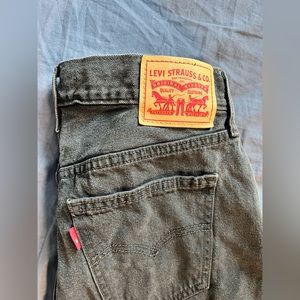 Black, low rise Levi jeans